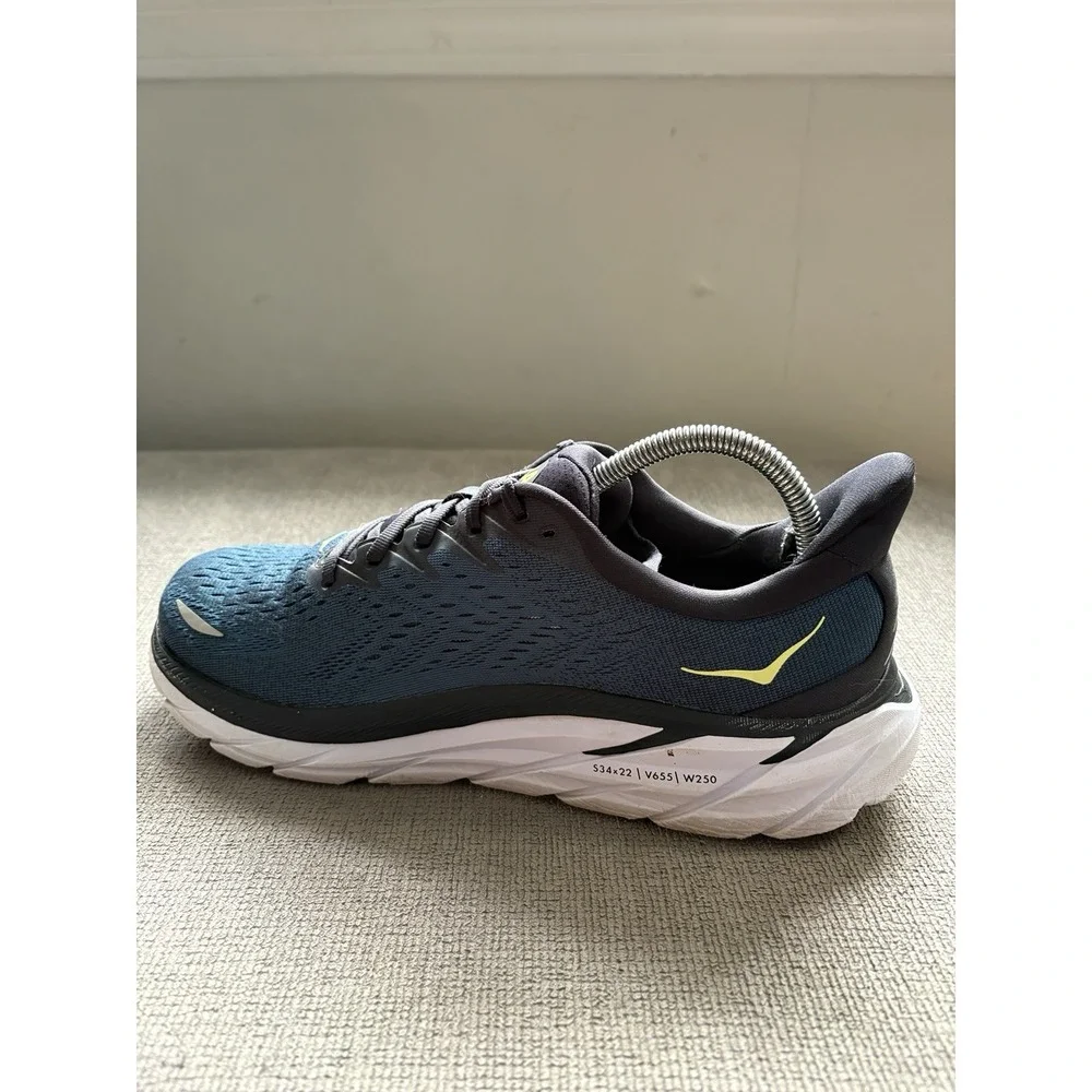 Hoka One One Shoes Mens US 8.5 EE Wide Clifton 8 Blue White Running Sneakers
